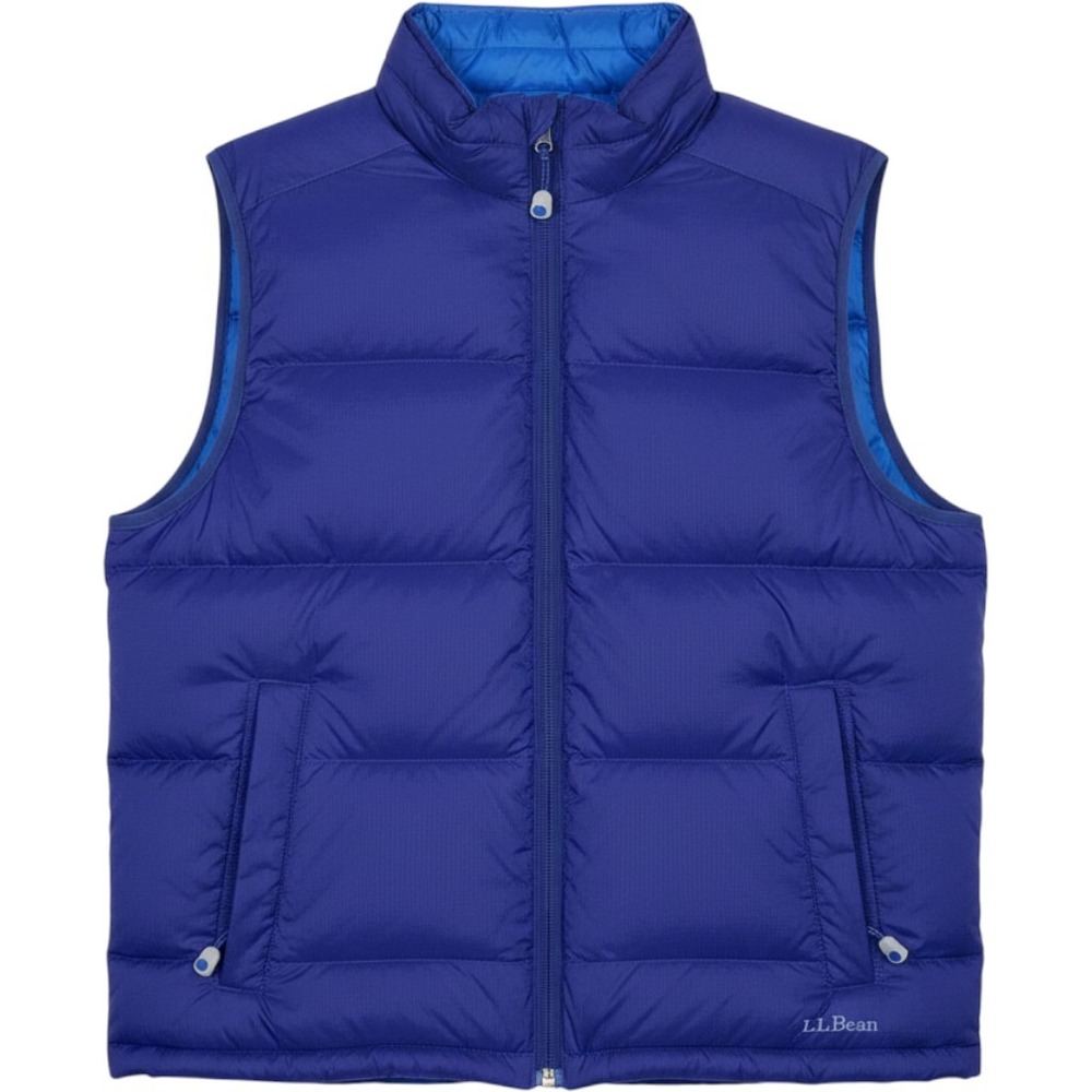 LL Bean Reversible Goose Down Vest Mens Small Blue Puffer Full Zip Outdoor